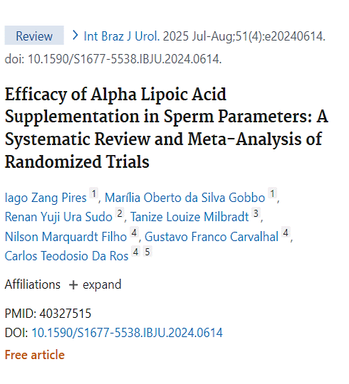 Alpha-lipoic acid improves sperm quality