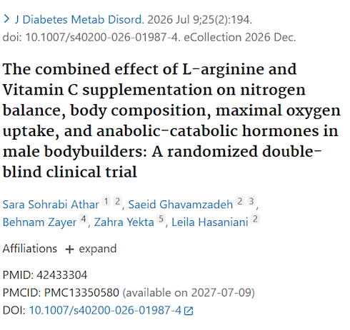 What happens to bodybuilders if they take 3 grams of arginine and half a gram of vitamin C daily?