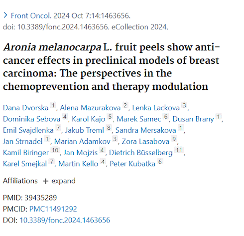 Aronia inhibits difficult-to-treat breast cancer
