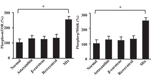 Combination of resveratrol, astaxanthin and beta-carotene may accelerate muscle growthn