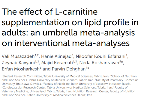Metastudy of metastudies | Supplementing with carnitine improves cholesterol levels