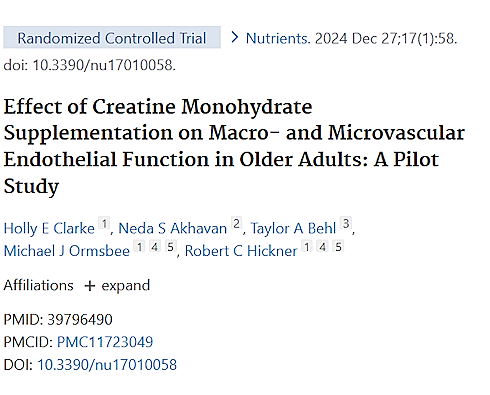 Creatine makes blood vessels of inactive over 50s healthier