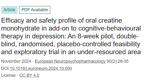 Cognitive behavioral therapy helps depression better when combined with creatine supplementation