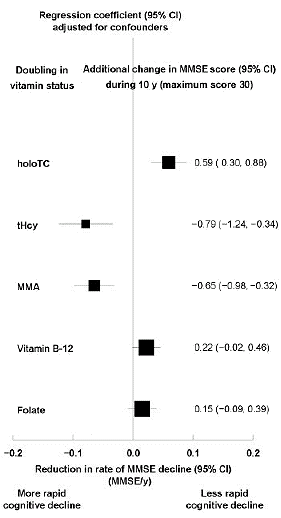 Vitamin B12 inhibits mental decline in the elderly