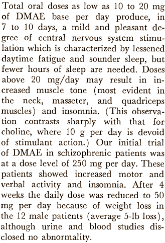 DMAE - full name 2-dimethylaminoethanol  is not just a life extender and a smart drug that can induce lucid dreams; it's also a slimming supplement. If we can believe websites and gurus, at least. The claim is not entirely without scientific foundation, we discovered after a little detective work, although the arguments used are a little thin.