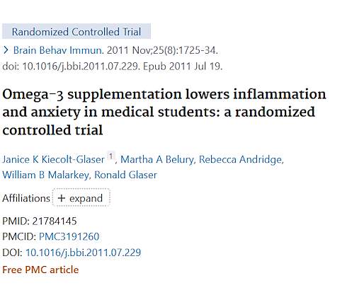 Fish oil reduces anxiety