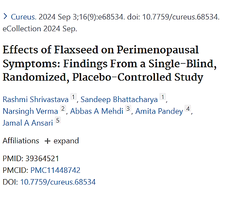 A daily tablespoon of ground linseed powder reduces menopause symptoms