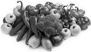 Vegetables, fruit and muscles