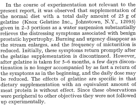 25 grams of gelatin per day reduces benign prostate problems