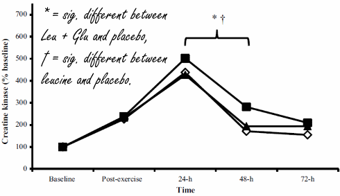 Glutamine enhances muscle strengthening effect of leucine