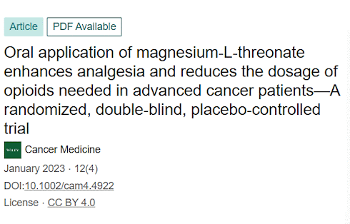 Magnesium L-threonate as a painkiller
