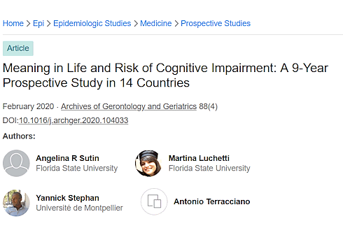 A meaningful life? Less cognitive decline due to aging