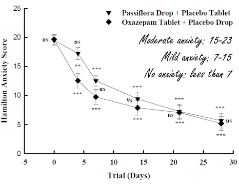 As an anxiolytic, Passiflora incarnata works just as well as oxazepam