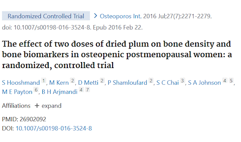 Daily intake of 5 dried plums halts bone loss | Trial