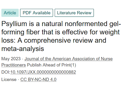 Weight loss through psyllium supplementation | Metastudy
