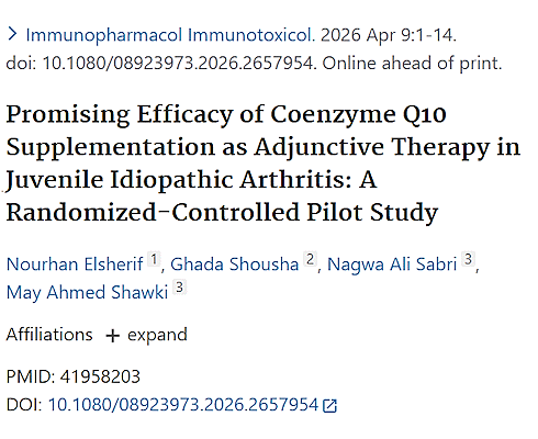 If children or teenagers with juvenile rheumatoid arthritis take a daily Q10 supplement, the severity of their condition can more than halve. This is shown in a small trial that will soon be published in Immunopharmacology & Immunotoxicology.