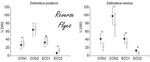 Flyes and reverse flyes: an elastic band instead of dumbbells