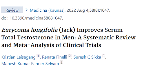 Tongkat Ali increases testosterone levels in hypogonadal men | Meta-study