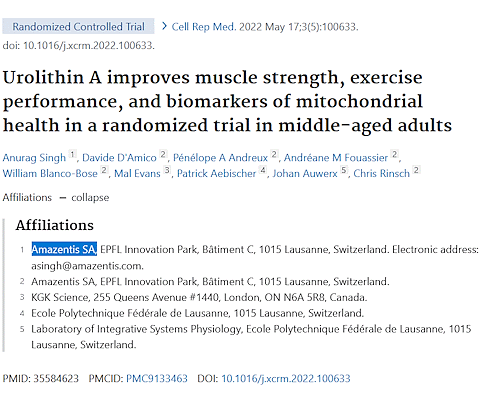 12 percent more strength, 15 percent more endurance due to urolithin A | Human data