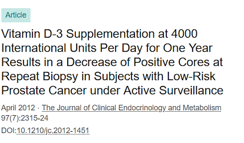 This daily dose of vitamin D3 inhibits prostate cancer in its early stages | Pilot study
