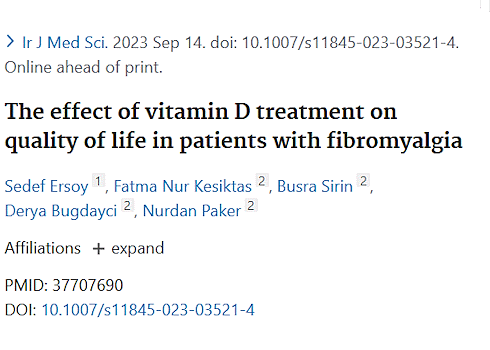 Supplementing with vitamin D3 reduces pain in fibromyalgia