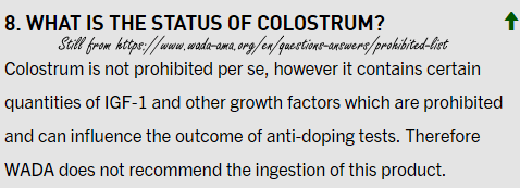 Colostrum packed with IGF-1, WADA advises against use